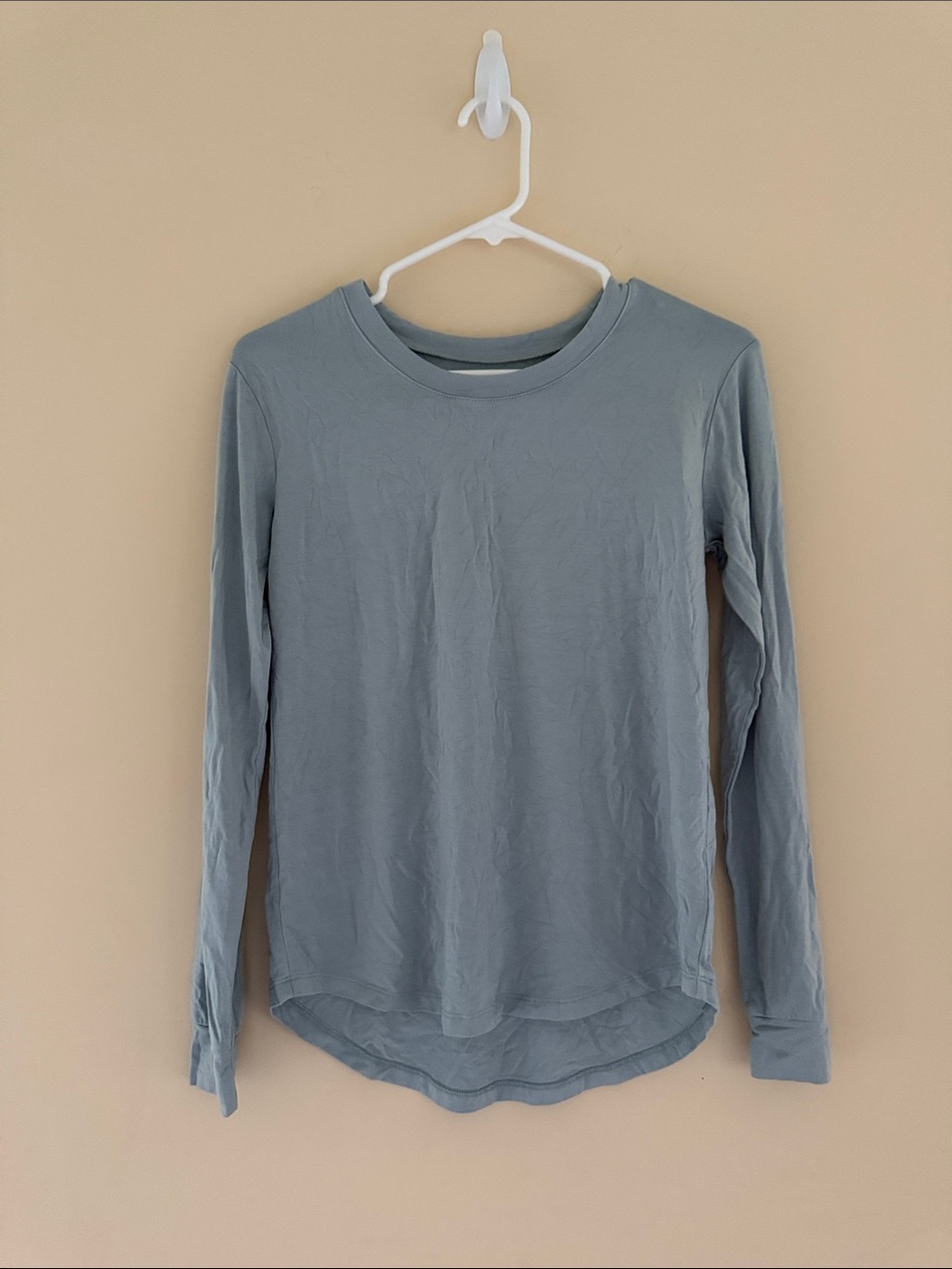 Kyte Baby Womens XS Long Sleeve Bamboo Crew Neck Tee Slate‎ Blue Curved Hem NWT